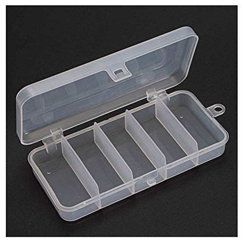 Maxpex 5 Compartiments Petites Boîtes de Rangement éTanche pour Leurres de Pêche, Boîte de Rangement Transparente en Plastique pour Leurre de Pêche et Petits Accessoires de Pêche Cover