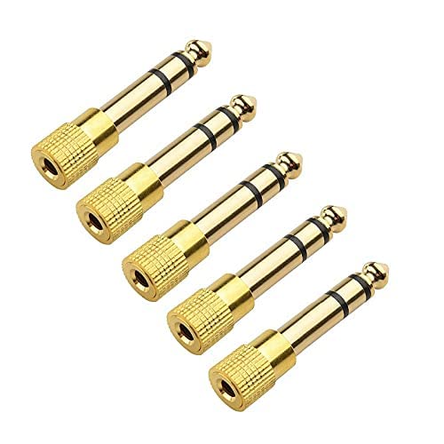 ESPtronics (5 Pcs) 6.5mm to 3.5 mm Converter Mic Microphone 6.35mm Mono Plug to 3.5mm Mono Jack Splitter Music Gold Metal Audio Adapter-image-18
