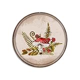 Mushroom Round Tin Sign Funny Iron Painting Botanical Decor Nature Art Snails Print Poster Plate Dec