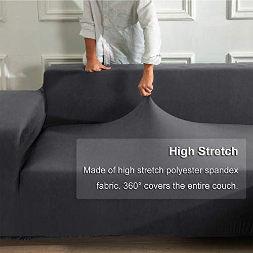 WOMACO L Shape Sofa Covers Sectional Sofa Cover 2 pcs Stretch Sofa Slipcovers for L-Shape Couch (L-Shape 2+3 Seats, Dark Gray)
