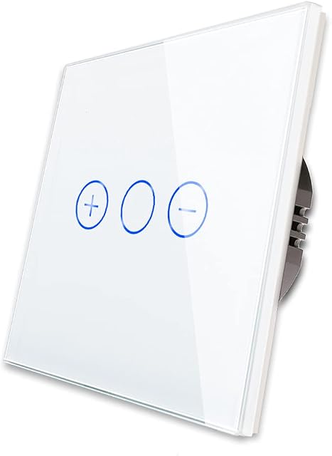 CNBINGO Single Dimmer Switch for LED Lights, White Touch Light Switch, No Neutral Wire Required, Tempered Glass Panel with LED Backlight, 1-Gang 1-Way, AC 240V 700W