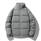 Kurtka puchowa, Ciepła parka na co dzień ze stójką, jednokolorowa, lekka, zimowa kurtka puchowa(Beige,4XL)