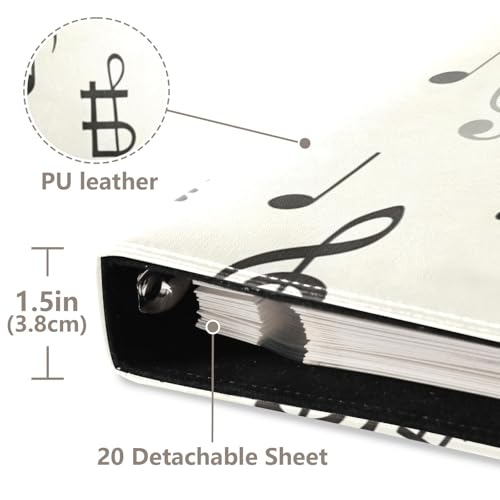 Álbum de fotos con notas musicales y anillas de 3 piezas, páginas autoadhesivas reutilizables, álbum para scrapbooking con 277 hojas fijas, para fotos familiares, de boda y vacaciones miniatura 4
