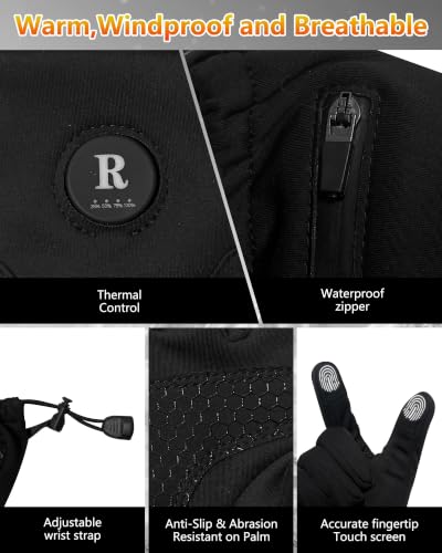 Heated Gloves for Men and Women Rechargeable, 7.4V 2200mAh Eletric Battery Powered Heating Gloves with Touchscreen & 3 Temperature Setting for Arthritis Casual Cold Winter Outdoor Sports - image 5
