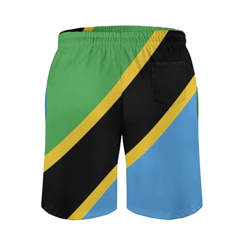 Adugen Origei Tanzania Flag Shorts Surf Men's Beach Swim Trunk3