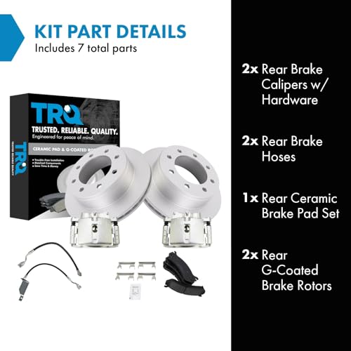 Image of TRQ Brake Pad & Rotor Kit Premium G-Coated Ceramic Compatible with 01-07 Chevrolet GMC