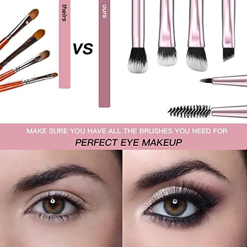 Eyeshadow Brush Set Double Sided Make Up Brushes Eyeshadow 5 Pcs Eyeliner Brush For Makeup,Professional Eye Shadow Blending Concealer Eyebrow Eyelash Eye Liners Premium Synthetic Eye Makeup Brushes（Rose Gold) #TOP3