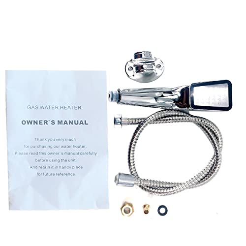 Hotstore Tankless Water Heater, Outdoors 4.8Gpm 18L Outdoor Portable Gas Water Heater, Propane Water Heater With Shower Head Kit, Overheating Protection, Use For Rv Cabin Barn Camping Boat, Silver #TOP6