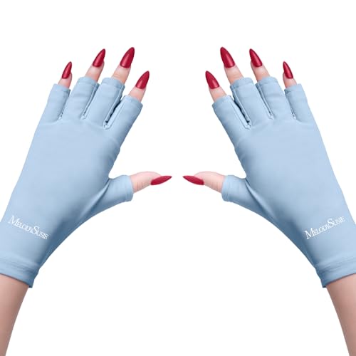 MelodySusie Premium Fingerless Protection UV Gloves for Gel Manicures | UPF50 UV Blocking Fabric Protect Hands from Sun and Nail Dryer HarmUnisex for Salon & Home Gel ManicureBlack product thumbnail 14
