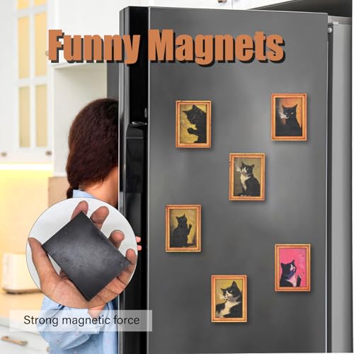 Imanes para nevera gato negro vintage set de 6 miniatura 4