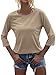Danedvi Women Fashion O-Neck 3/4 Sleeve T Shirt Solid Casual Basic Tops Khaki