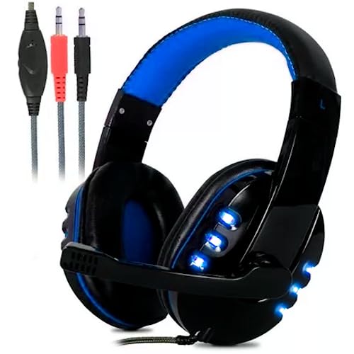 Headset Gamer Estéreo Super Bass Hd com Microfone para Pc Notebook Mac (Azul)