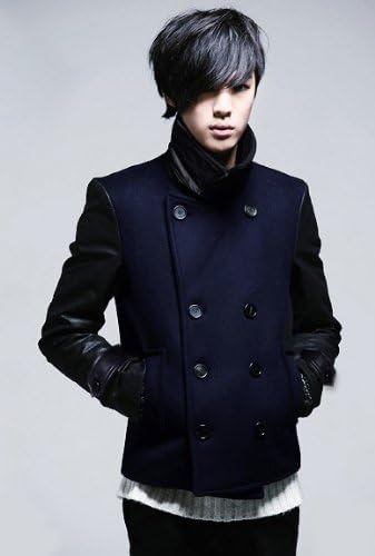 Amazon ノーブランド品 レザー ジャケット メンズ スタジアムジャンバー Puレザー切替 Pコート スタジャン スタジアムジャケット ブラック 黒 アウター キレイ目 モテコーデ 長袖 Navy 紺 Mサイズ コート ジャケット 通販