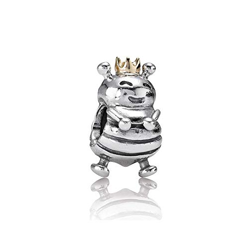 Bumble Honey Bee Charm Compatible with Pandora Charms Bracelets Gold Crown Sterling Silver Bead