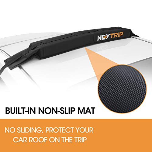 Image of HEYTRIP Universal Soft Roof Rack Pads for Kayak /Surfboard /SUP /Canoe with 15FT Tie-Down Straps and Storage Bag