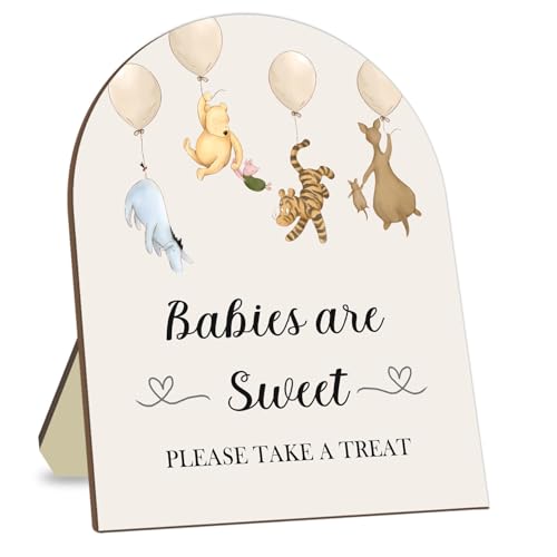Winnie The Pooh Baby Shower Decoration Sign - Classic Pooh Babies are Sweet Please Take A Treat - 9 * 11IN