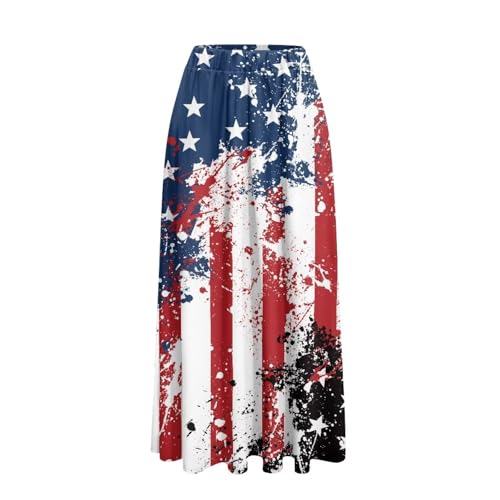 Womens Summer Flowy Swing A-Line Maxi Skirt with Pockets Elastic Waist Long Beach Dress S-XXL4