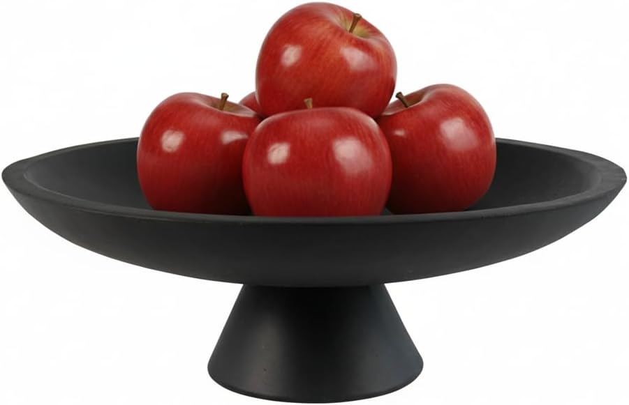Large Modern Decorative Bowl for Home Decor Fruit Organic Catch All Key Kitchen Entryway Shelf Coffee Table With Pedestal,Black