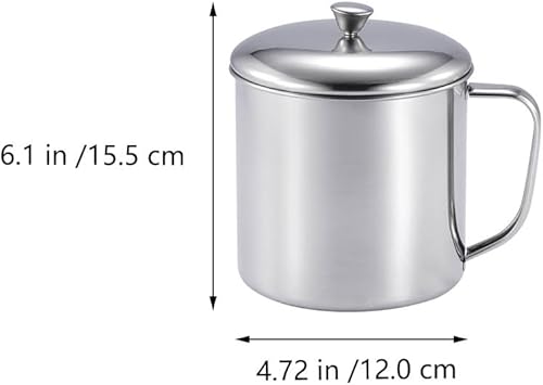 Miniatura 4 de Amosfun Taza de acero inoxidable con tapa y asa, taza de té de café de 20 onzas para acampar al aire libre y uso diario, 6.1 x 4.7 pulgadas, apto