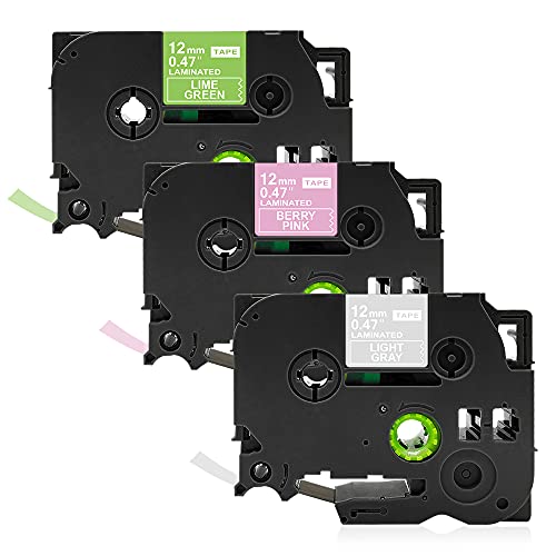 �݊� �u���U�[�H�� TZe-MQG35 ���C���O���[���ɔ��� TZe-MQP35 �x���[�s���N�ɔ��� TZe-MQL35 ������E���C�g�O���[�ɔ��� 12mm�� ����8m �s�[�^�b�` P-touch �ėp �e�[�v�J�[�g���b�W 3�Z�b�g �iTZe-MQG