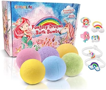 Super Large Fantasy Dreams Bath Bombs for Kids, Set of 6 Colorful Bath Bombs with Surprise Inside