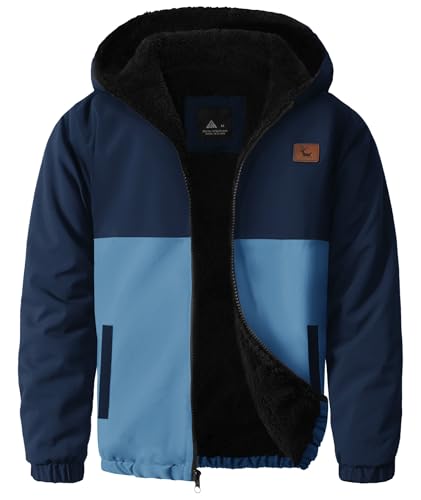 ZITY Boys Fleece Jacket Sherpa Lined Hoodie Zip Up Sweatshirts Windproof Outerwear Warm Autumn Winter Coat 6-15 Years