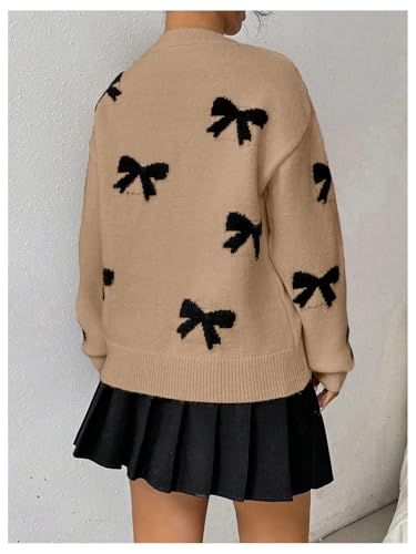 Image of Milumia Women's Y2K Bow Sweater Long Sleeve Crew Neck Knit Pullover Top