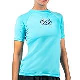 Kanu Surf Women's Breeze UPF 50+ Short Sleeved Active Rashguard & Workout Top, Alyssa Aqua, Large
