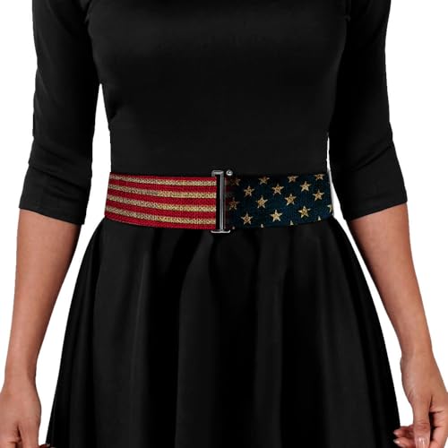 Buckle-Down Women's Cinch Belt Vintage US Flag Stretch 23 to 42 Inch, Multicolor3