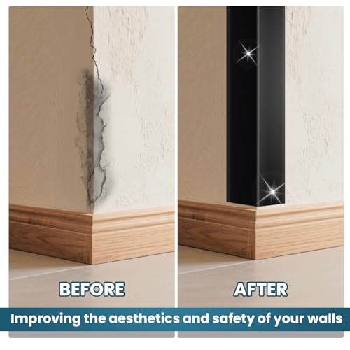 Image of 8Pcs 17.5 inch Black Metal Corner Protector, L-Molding Corner Guards for Walls, Cabinets, Baseboards, Furniture Decorative Trim, Size 17.5 inch x 2 inch (Pack of 8)
