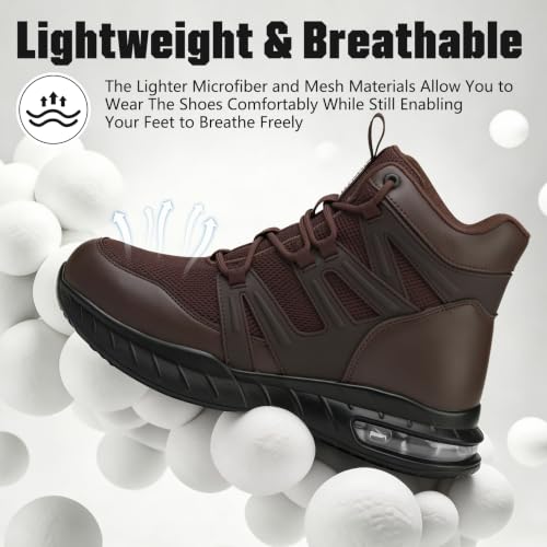 Hogent Steel Toe Boots for Men, Cushioned Safety Work Shoes - image 5
