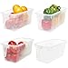 Kurtzy Rangement Frigo et Placard de Cuisine avec Poignées (Lot de 4) - 32 cm de Longueur - Bac de Rangement Plastique Transparent pour Salle de Bains, Garde-Manger, Tiroir, Congélateur et Maison