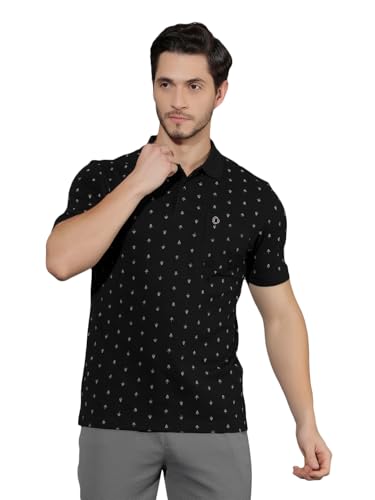 Image of Dollar Cotton Rich Fabric Printed Men's Polo T-Shirt | All-Over Prints | Embroidery Logo Branding on Pocket | Wide Array of Attractive Colours & Prints