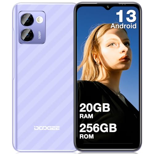 DOOGEE N50 Pro Mobile Phones Sim Free Unlocked, 20GB + 256GB/1TB TF, Android 13 Smartphone, Octa Core, 6.52" HD+ Waterdrop Screen, 50MP Camera, 4G Dual Sim Mobile Phone, 4200mAh, Fingerprint/Face ID