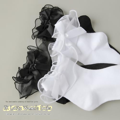 Women Lace Socks Ruffle with Bow, Cute Princess Lolita socks4