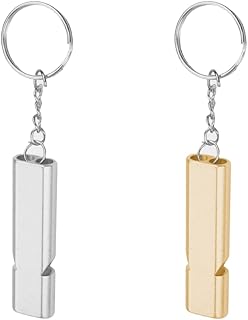 Whistle, 2 Pcs Emergency Whistle, Metal Emergency Whistle, Double Tubes Safety Whistles, Whistle with Keychain, for School Gym, Outdoor Camping, Hiking