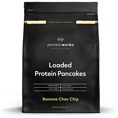 Loaded Protein Pancake Mix | High Protein Breakfast | Low Sugar Snack | Quick & Easy To Make | Protein Works | Banana Choc Chip | 1 Kg Cover