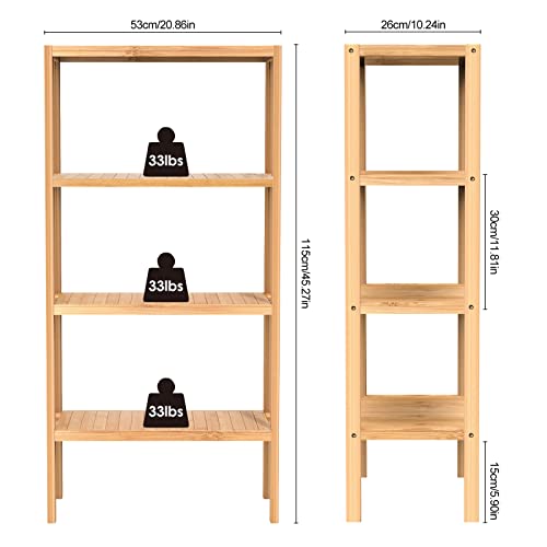 Purbambo 4 Tier Bamboo Shelf, Freestanding Bathroom Storage Shelf, Living Room Bamboo Bookshelf Bookcase, Kitchen Pantry Storage Shelf Rack #TOP2