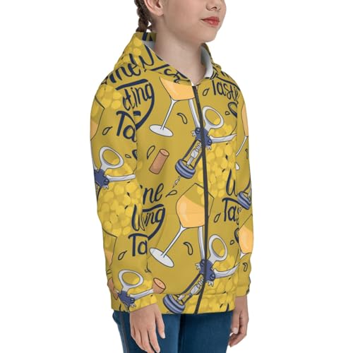 White Wine Seamless Kid Hoodies Boys Zip Up Sweatshirts Girls Pullover with Pocket4