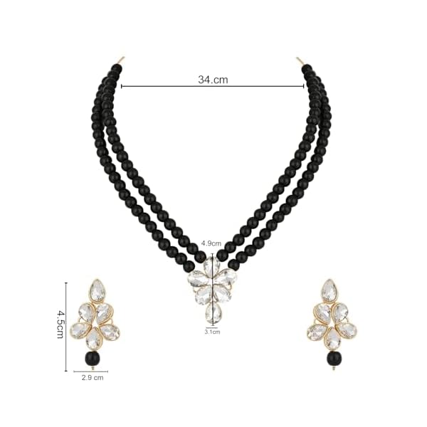 I Jewels 18k Gold Plated Traditional Kundan & Pearl Studded Necklace Jewellery Set For Women (ML311) - Image 7