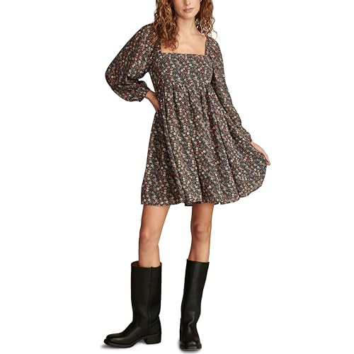 Robe décontractée à manches longues et col carré mini pour femme