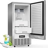 Electactic Nugget Ice Machine, Commercial Undercounter Nugget Ice Maker,66Lbs/Day,Built-in Freestanding Stainless Steel, Self-Cleaning & 24H Timer Ice Machine for Business/Bar