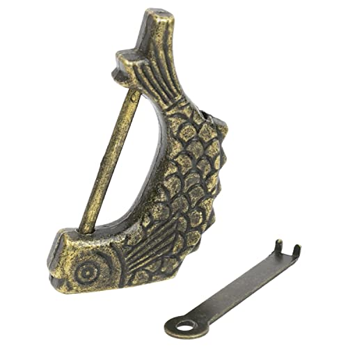 HMF Antikes Chinesisches Deko Vorhängeschloss | Fisch | 6 x 3 x 0,8 cm | Gold