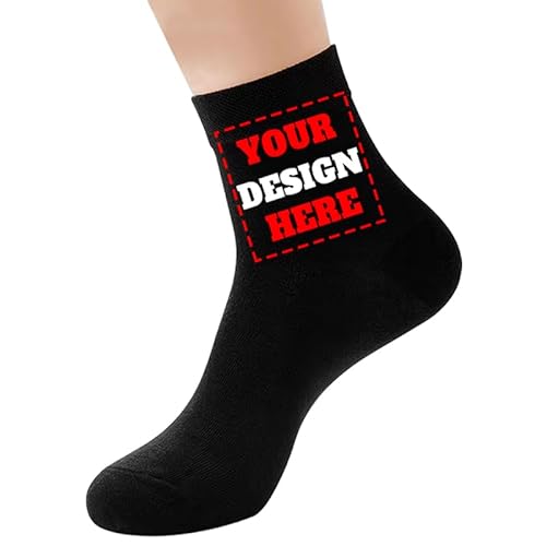 Custom Socks With Photo/Text/Logo/Faces/Name Customized Socks For Men Women Dad Design Your Own Personalized Dog/Cat/Pet/bulk Sock black Funny Gifts