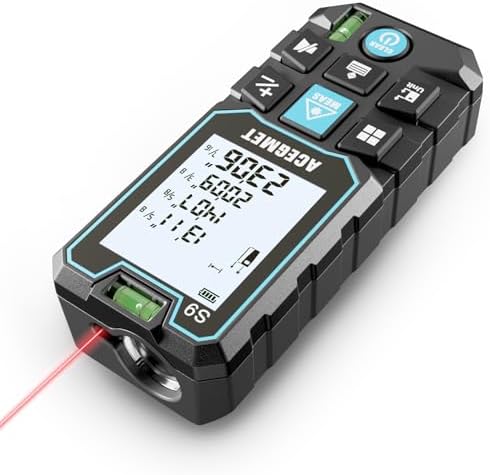 ACEGMET Laser Measure, 229ft/70m Laser Measurement Tool, S9 Room Laser Measuring Tool with 2 Bubble Levels, LCD Backlit Display, IP54 Waterproof, Pythagorean Mode for Distance, Area, Volume