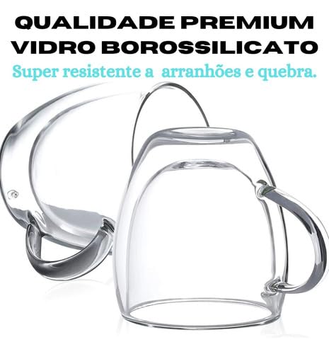 Kit 4 Xícaras Café expresso Caneca Copo Dupla Camada de vidro Borossilicato com IsolamentoTérmico e