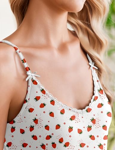 Image of Ekouaer Womens Y2K Cami Pajama Set with Flare Pants, 2 Piece Lace Trim Sleepwear Spaghetti Strap Pjs Set XS-2XL