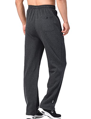 Zoulee Men's Open-Bottom Sports Pants Sweatpants Trousers Zip Fly Closure Dark Grey M #TOP3