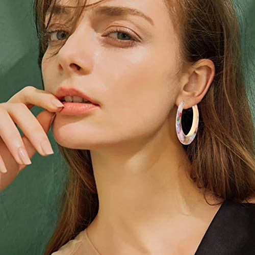 Acrylic Hoop Earrings for Women Resin Floral Earring Spring Summer Earrings Beach Jewelry Statement Fashion Accessories2