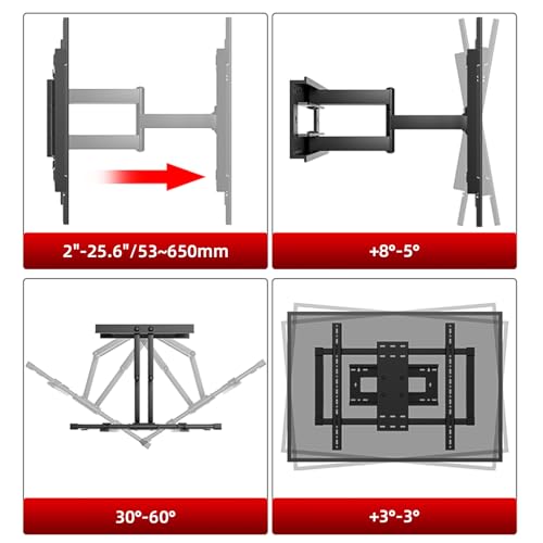 HILLPORT Suporte de parede para TV 50-110 polegadas Suporte de movimento total Max vesa 900 x 600 mm